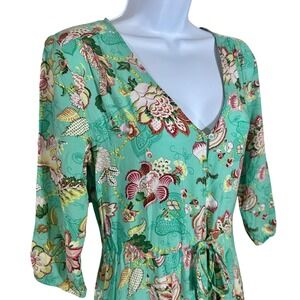 Anthropologie Floral Tiered Maxi Dress Womens Small Mint Green Prairie country